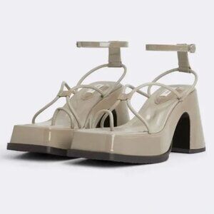 Eytys Olympia Beige sandals Size 38 (US 7.5-8) chunky platform heel square toe